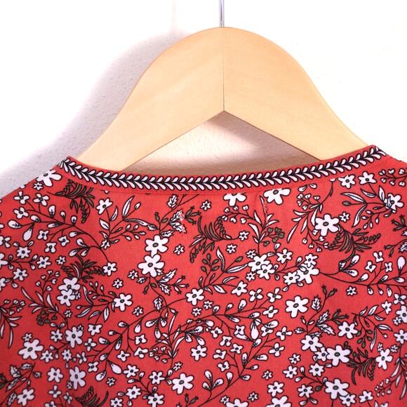 Max Studio Blouse Pink Floral Long Sleeve Boho Wrap with Smocked Accents Med - Picture 7 of 8